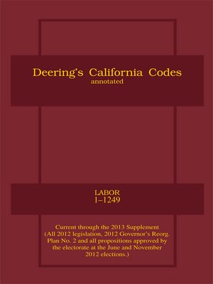 cover image of Deering's California Labor Code, Annotated